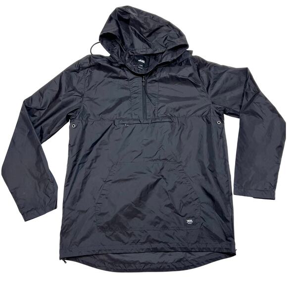 Vans Hooded Windbreaker Jacket Men Large Quarter Zip Pockets Lightweight New - Picture 1 of 6